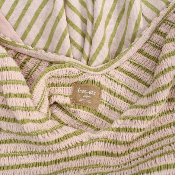 Free People Free-est Cecelia Midi Dress Striped Printed Smocked Cotton M 286362 - Picture 5 of 5